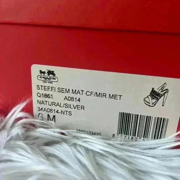 Coach Steffi Heeled Sandals – Natural/Silver, Size 6B High Heels Strap Pumps - Picture 14 of 16